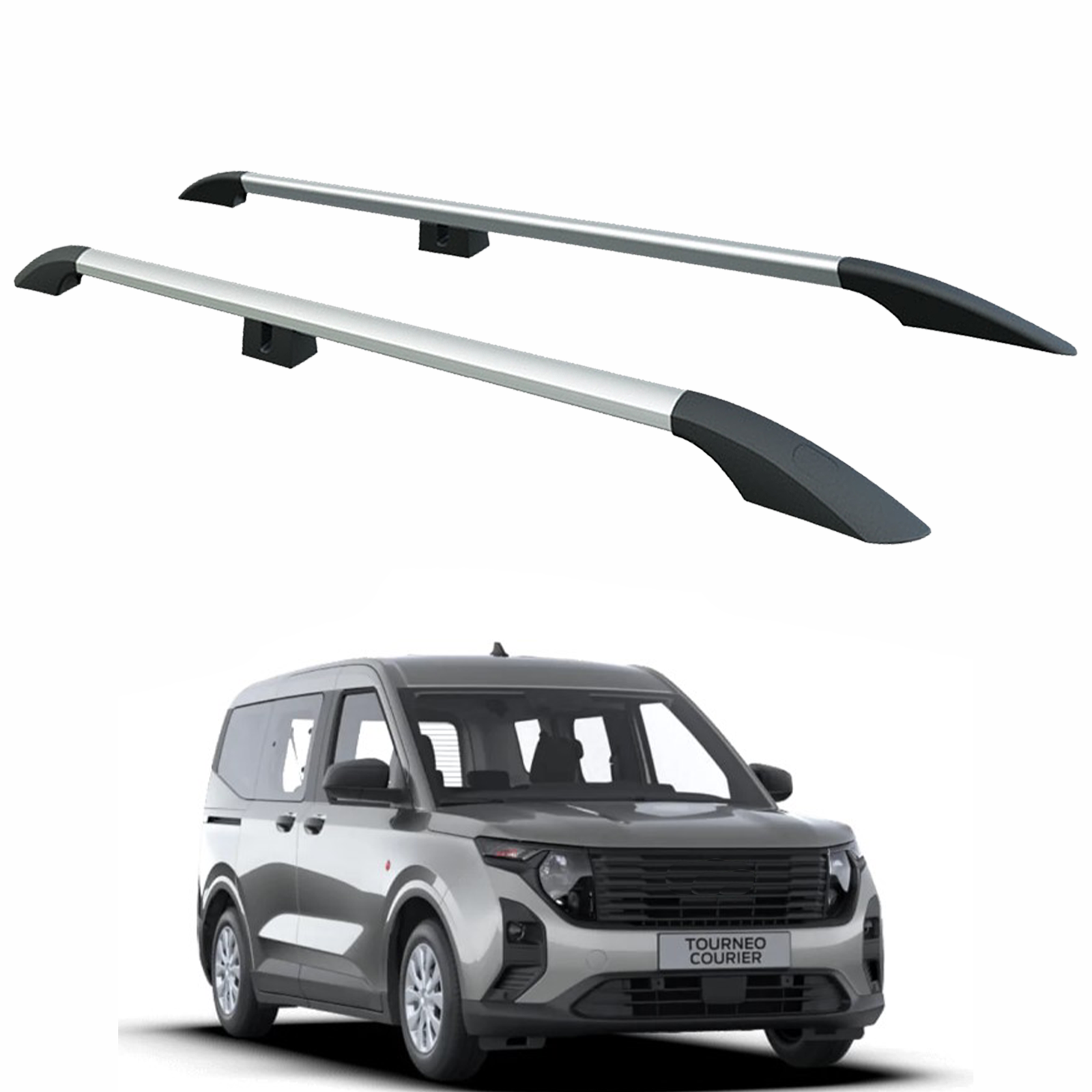 For Ford Ford Transit Courier 2023-2025 Roof Side Rails Ultimate Style Alu Silver For Ford Ford Transit Courier 2023-2025 Roof Side Rails Ultimate Style Alu Silver